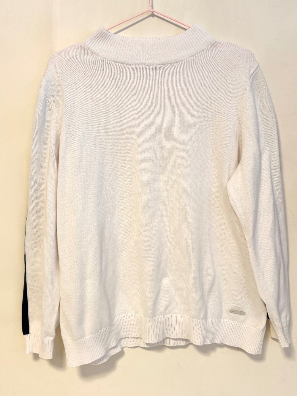 Collection L Mock Neck Long Sleeve Sweater White Black Stripe Womens Size L 14